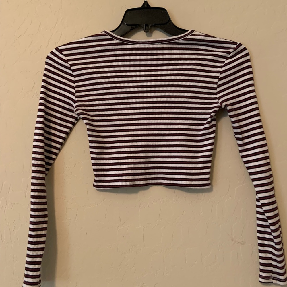 Striped Long Sleeve Crop Top